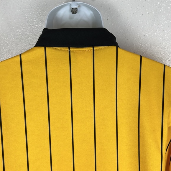 Official Sports Intl Polo Shirt Men Large Yellow Black Striped US Soccer Referee - Picture 9 of 11